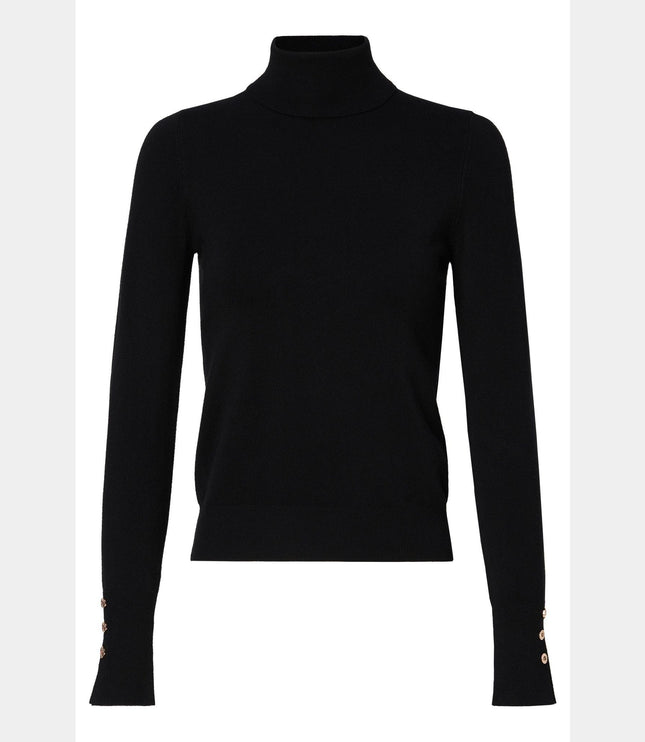 SALSA JEANS WOMENS POLO NECK JUMPER BLACK