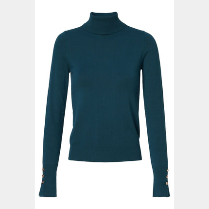 SALSA JEANS WOMENS POLO NECK JUMPER DARK GREEN V2