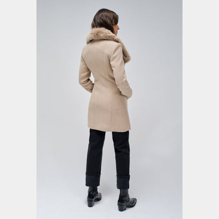 SALSA JEANS WOMENS GRACE WOOLLEN COAT WITH FUR Womens Coats