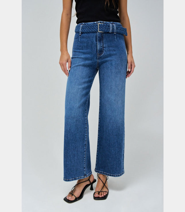 SALSA JEANS TRUE CROPPED WIDE JEANS WITH BELT Womens Jeans