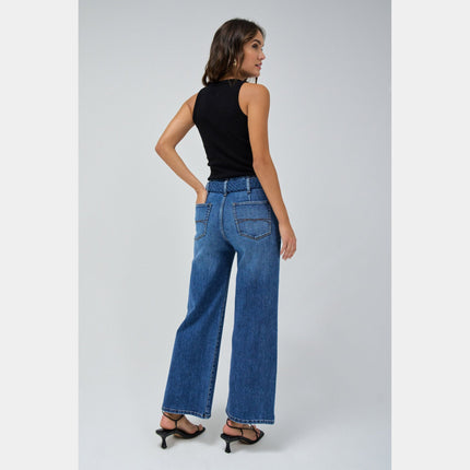 SALSA JEANS TRUE CROPPED WIDE JEANS WITH BELT Womens Jeans