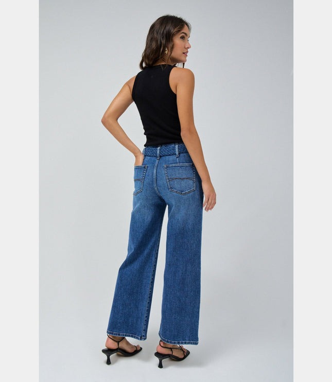 SALSA JEANS TRUE CROPPED WIDE JEANS WITH BELT Womens Jeans