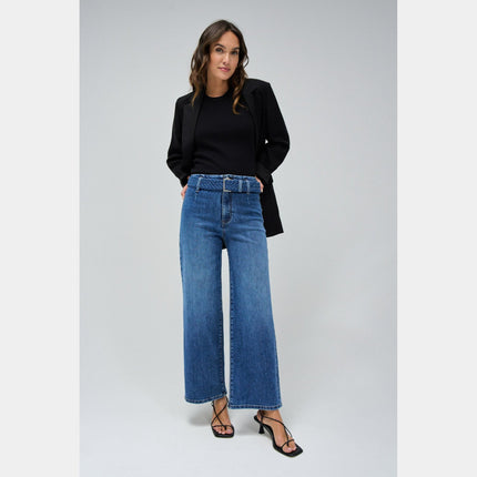 SALSA JEANS TRUE CROPPED WIDE JEANS WITH BELT Womens Jeans