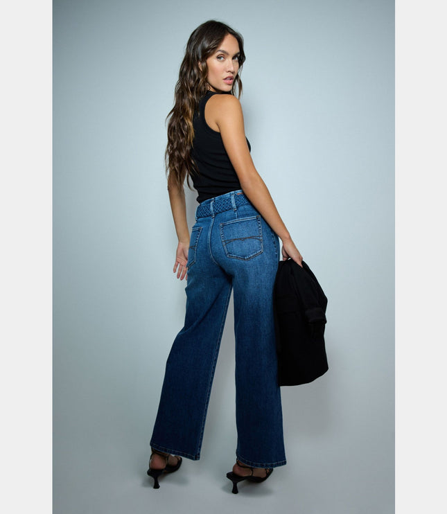 SALSA JEANS TRUE CROPPED WIDE JEANS WITH BELT Womens Jeans