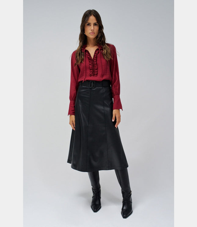 SALSA JEANS SKIRT LEATHER EFFECT WITH BELT WOMENS SKIRTS