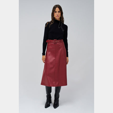 SALSA JEANS SKIRT LEATHER EFFECT WITH BELT WOMENS SKIRTS