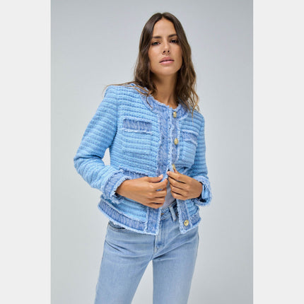 SALSA JEANS WOOMENS TWEED JACKET WITH DENIM DETAILS Womens Coats