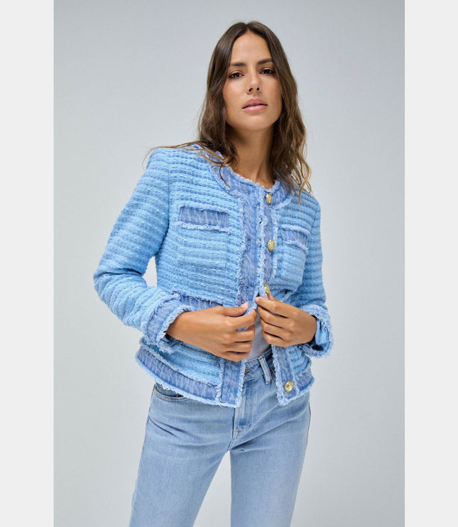 SALSA JEANS WOOMENS TWEED JACKET WITH DENIM DETAILS Womens Coats