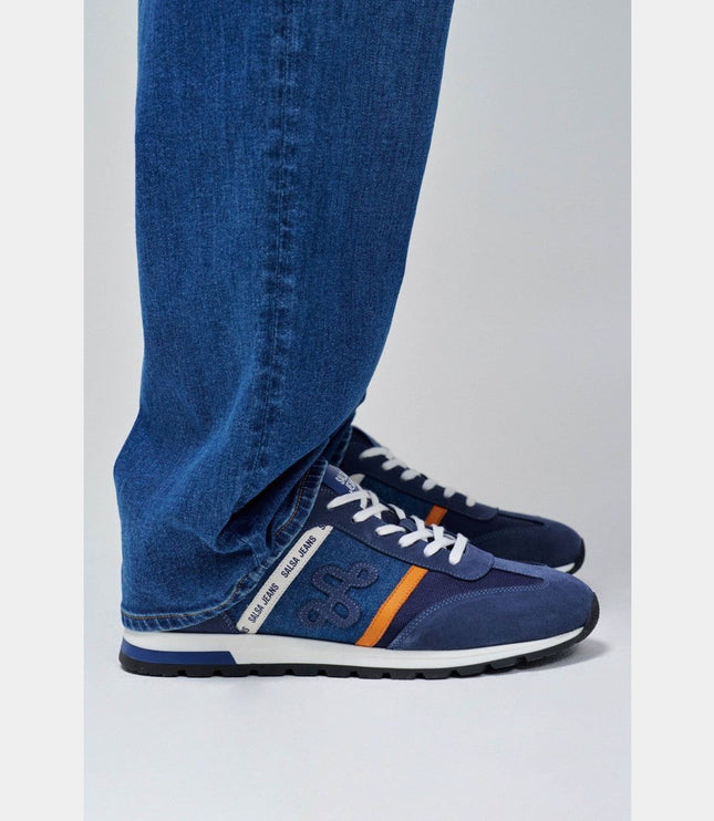 SALSA JEANS MENS LEATHER AND DENIM TRAINERS Mens Shoes