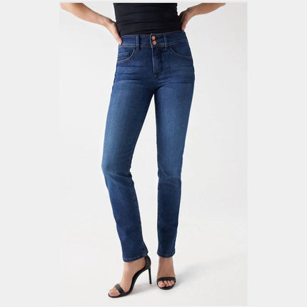 SALSA JEANS WOMENS SECRET PUSH IN SLIM JEANS WITH RINSED EFFECT BLUE