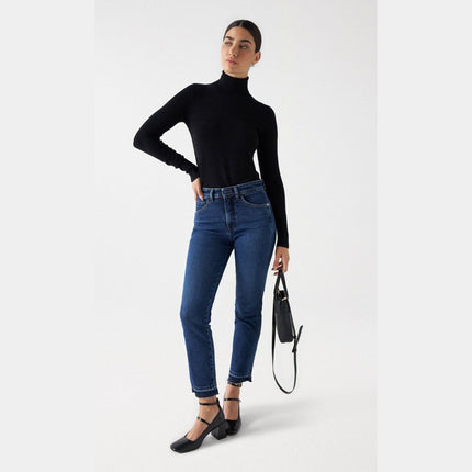 SALSA JEANS WOMENS POLO NECK JUMPER BLACK