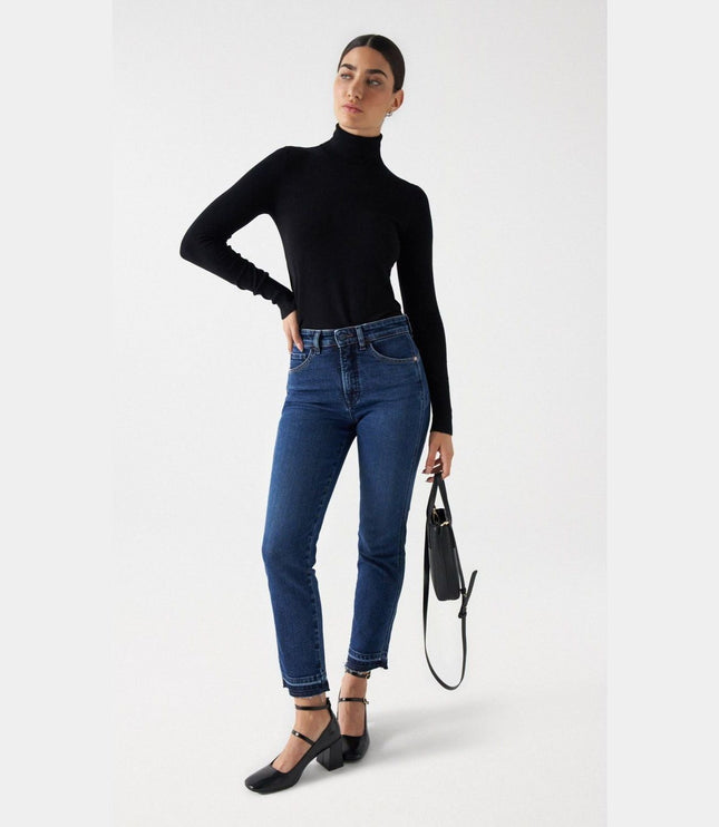 SALSA JEANS WOMENS POLO NECK JUMPER BLACK