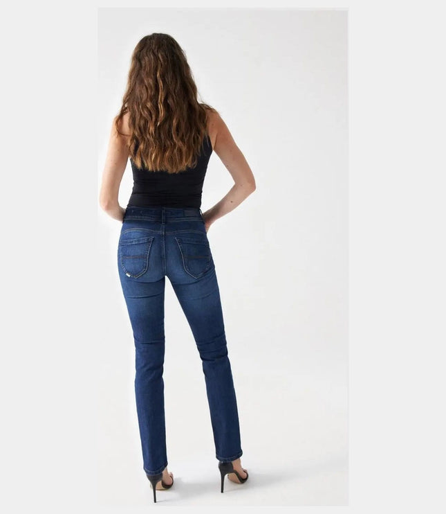 SALSA JEANS WOMENS SECRET PUSH IN SLIM JEANS WITH RINSED EFFECT BLUE