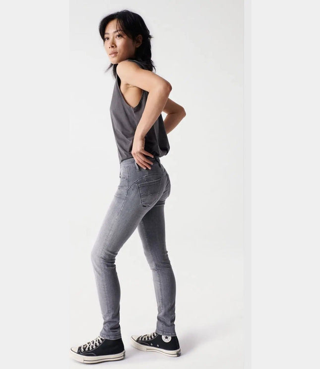 SALSA JEANS WOMENS WONDER PUSH UP SKINNY JEANS GREY